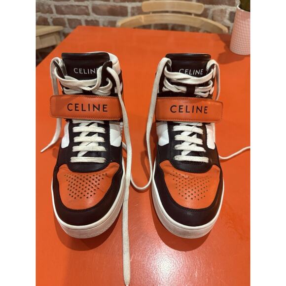 CELINE ORANGE BLACK CT-03 HIGH TOP SNEAKERS, Size EU41 US8.5 - Picture 1 of 8